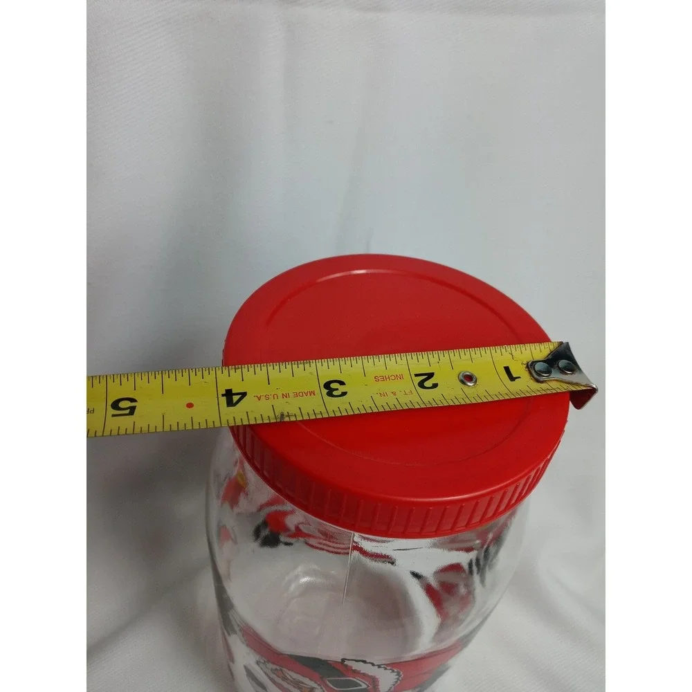 Santa Claus Christmas Cookie Jar Glass Canister Tumbling Santa 2L France Vintage